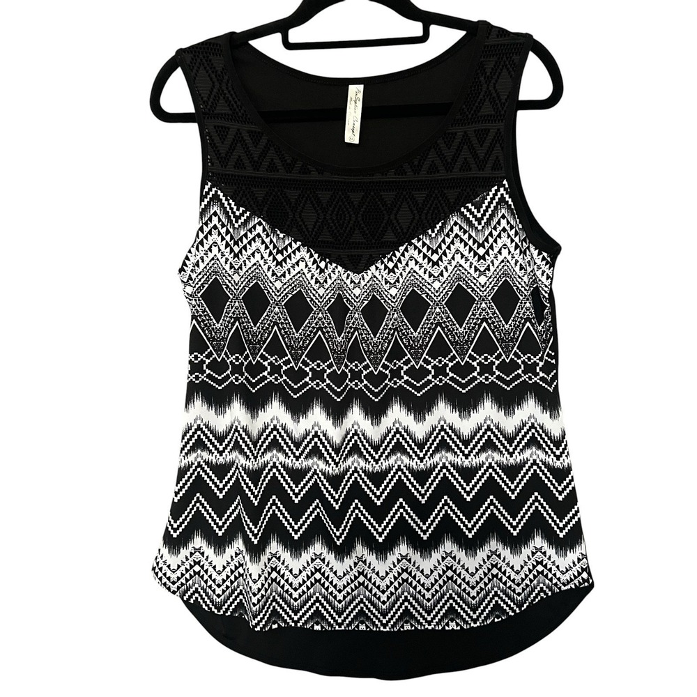 PerSeption Concept Sleeveless Top Boho Aztec Print Size XL Blouse